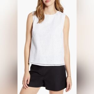 Nordstrom 1901 Sleeveless Cotton Eyelet Top